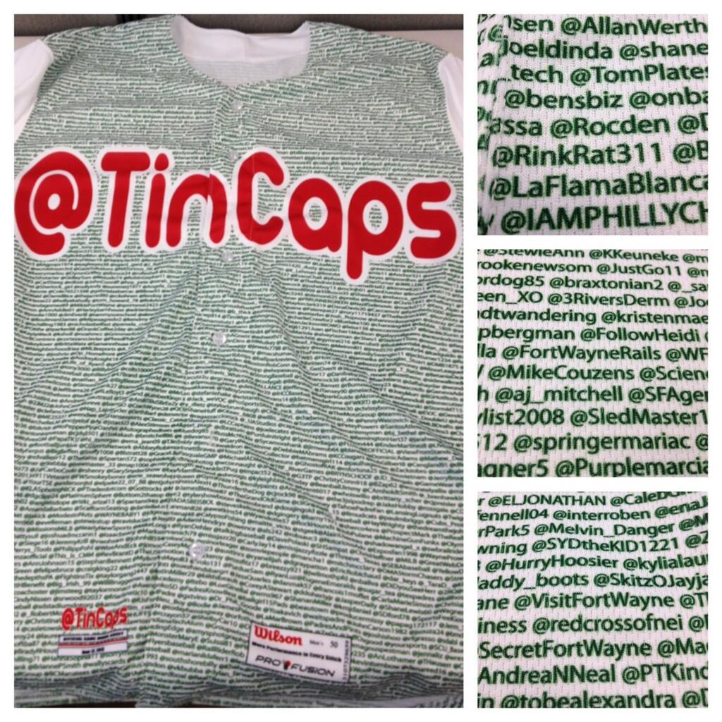 Fort Wayne TinCaps will wear these jerseys with all the team's Twitter